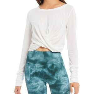 White Twist Front Long Sleeve Top